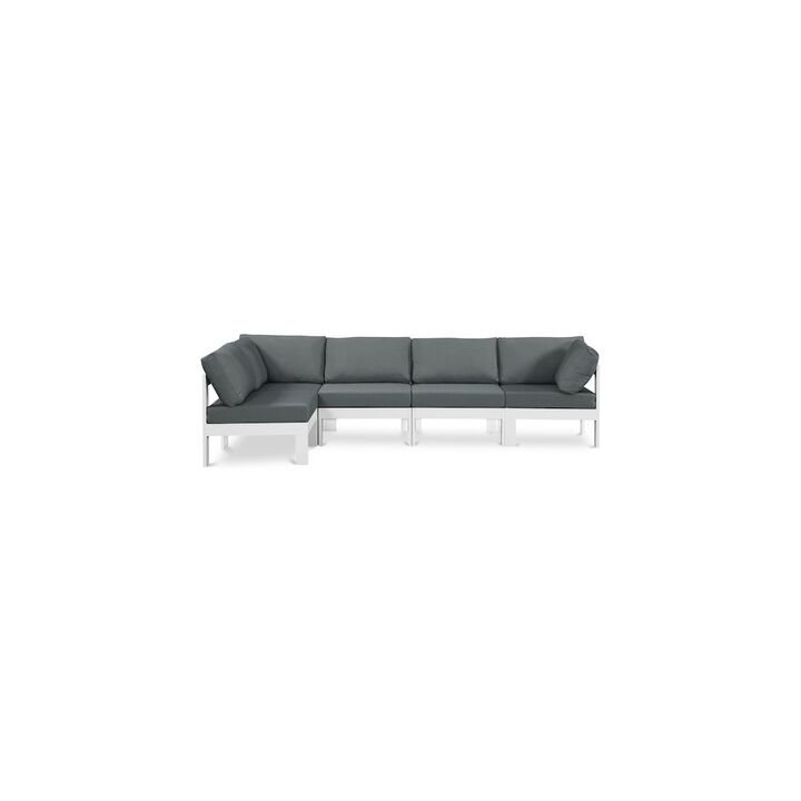 Meridian Furniture Nizuc Grey Water Resistant Fabric Outdoor Patio Modular Sectional