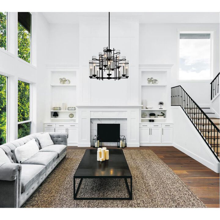 Sierra 12 Light Up Chandelier With Black Finish