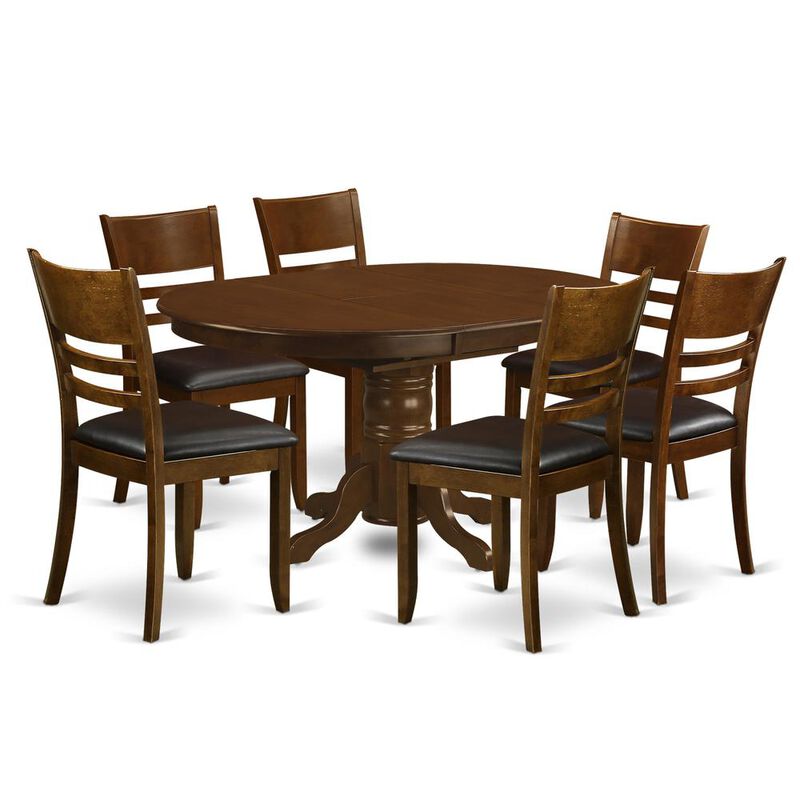 7 Pc set Kenley with a Leaf and 6Padded Leather Kitchen Chairs in Espresso .