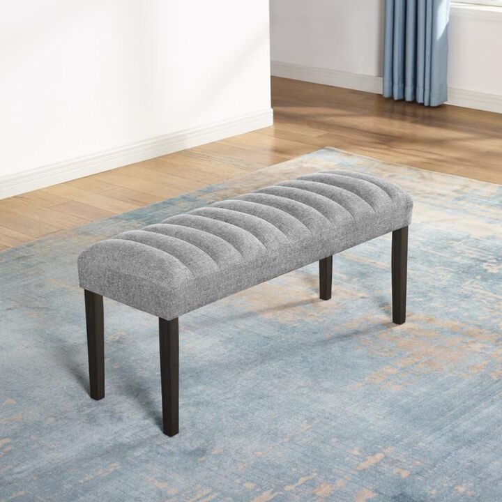 Best Quality Furniture Single dark grey linen fabric dining bench