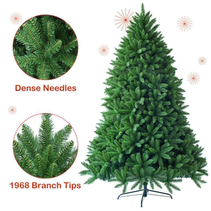 7.5 Feet Unlit Artificial Christmas Tree with 1968 Branch Tips