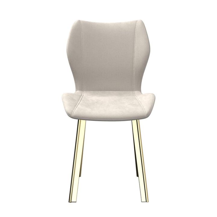 Fabric Dining Chair/Gold Legs, Cream Velvet, Set Of 4