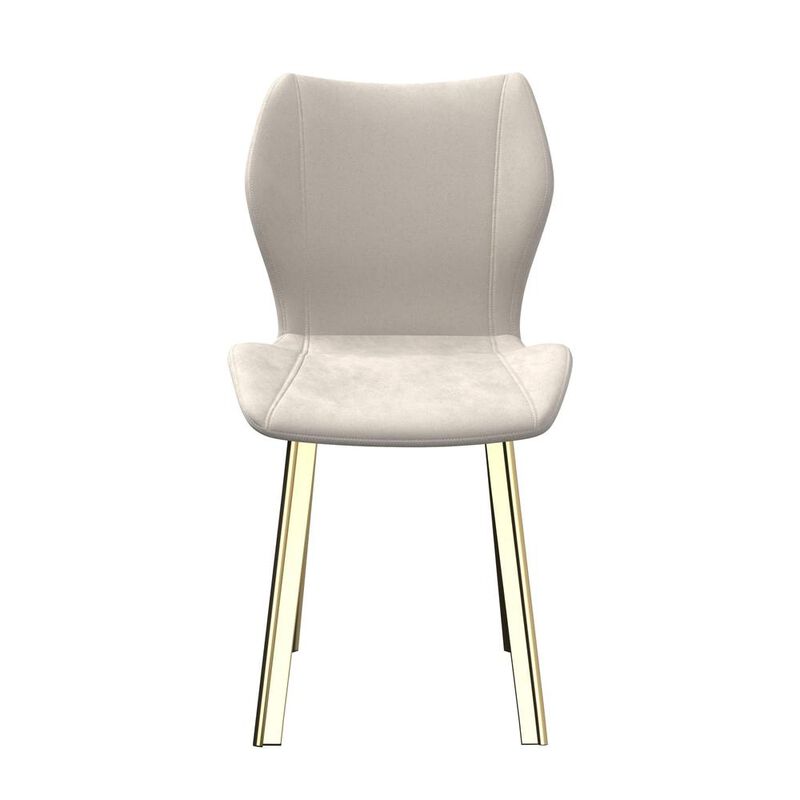 Fabric Dining Chair/Gold Legs, Cream Velvet, Set Of 4