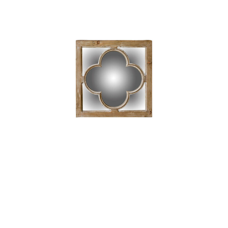 10" Natural Brown With Whitewash Square Wall Mounted Accent Mirror image number 2