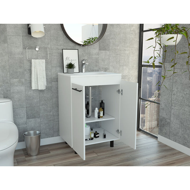 Sienna 2-Door Rectangle Freestanding Vanity Cabinet White