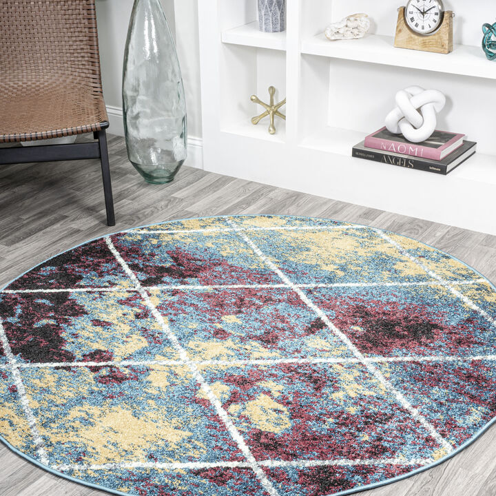 Cole Minimalist Diamond Trellis Round Area Rug