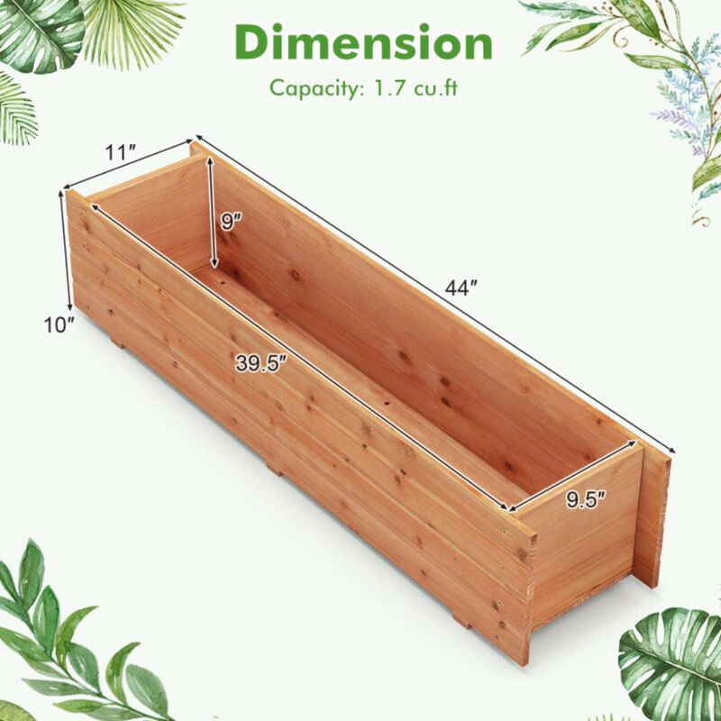 Hivvago Fir Wood Planter Box with 2 Drainage Holes and 3 Added Bottom Crossbars