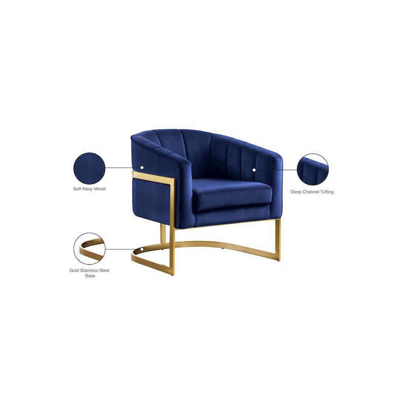 Meridian Furniture Carter Navy Velvet Accent Chair