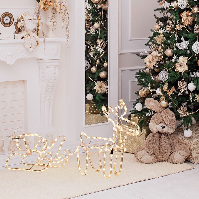 35" Christmas Pre-Lit LED Display Outdoor Reindeer Holiday Yard Lawn Decoration