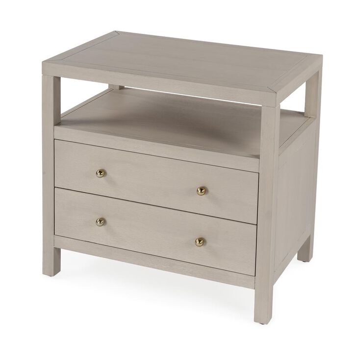 Butler Specialty Nora 2-Drawer Wide Nightstand, Taupe