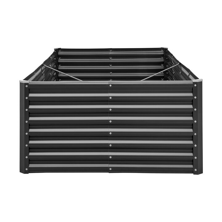 Large Outdoor Raised Garden Bed Planter Box for Vegetables and Flowers-Dark Grey