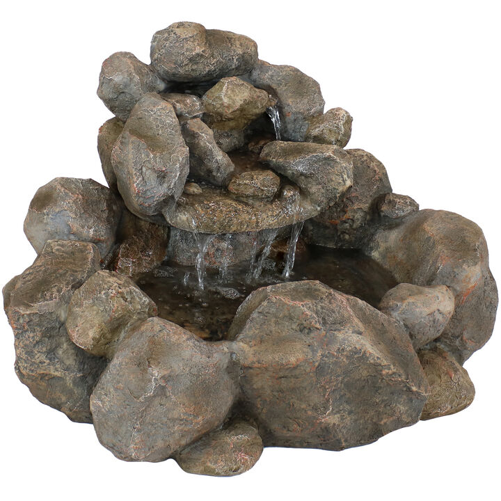 Sunnydaze Electric Resin Rocky Ravine Outdoor Water Fountain - 18 in