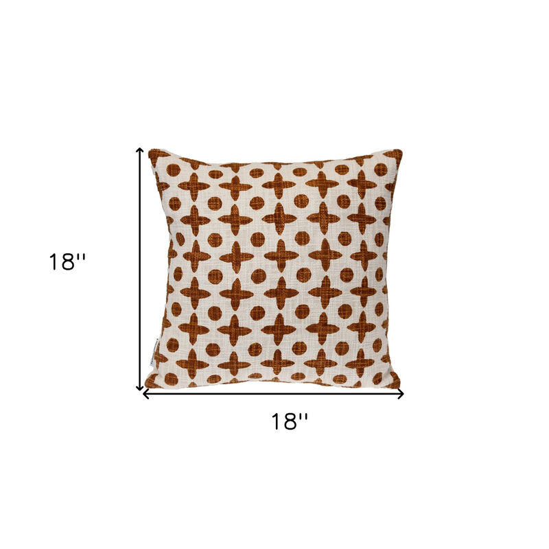 HomeRoots 18" Beige and Brown Geometric Cotton Throw Pillow image number 4