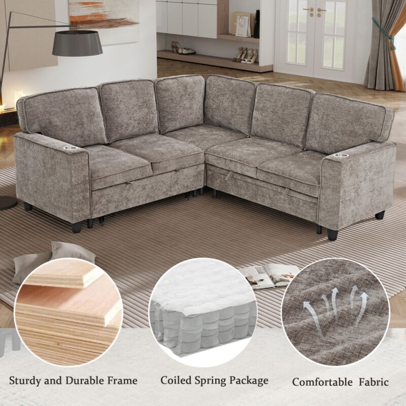 Timlod L-Shaped Pull-Out Sectional Sleeper Sofa image number 5