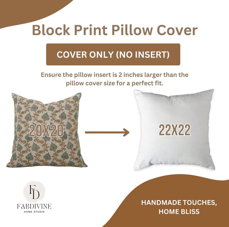 Fabdivine Boho Handmade Block Print Linen Pillow Cover Sofa Couch Bed Room D&eacute;cor Grey or Brown Cushion Case, es, Madhubala image number 4