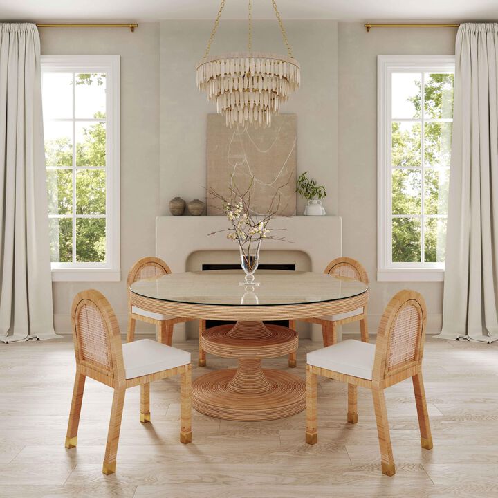 Tov Furniture Amara Cream Linen Arched Dining Chair