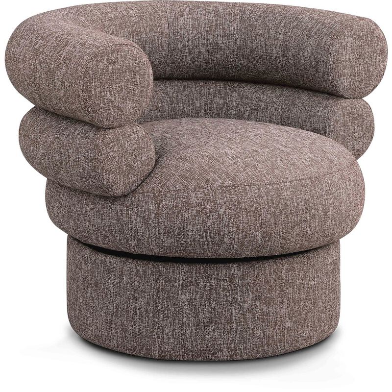 Meridian Furniture Valentina Brown Linen Textured Fabric Accent Swivel Chair