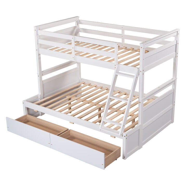 Whisen Twin over Full Bunk Bed with 2-Storage Drawers - White