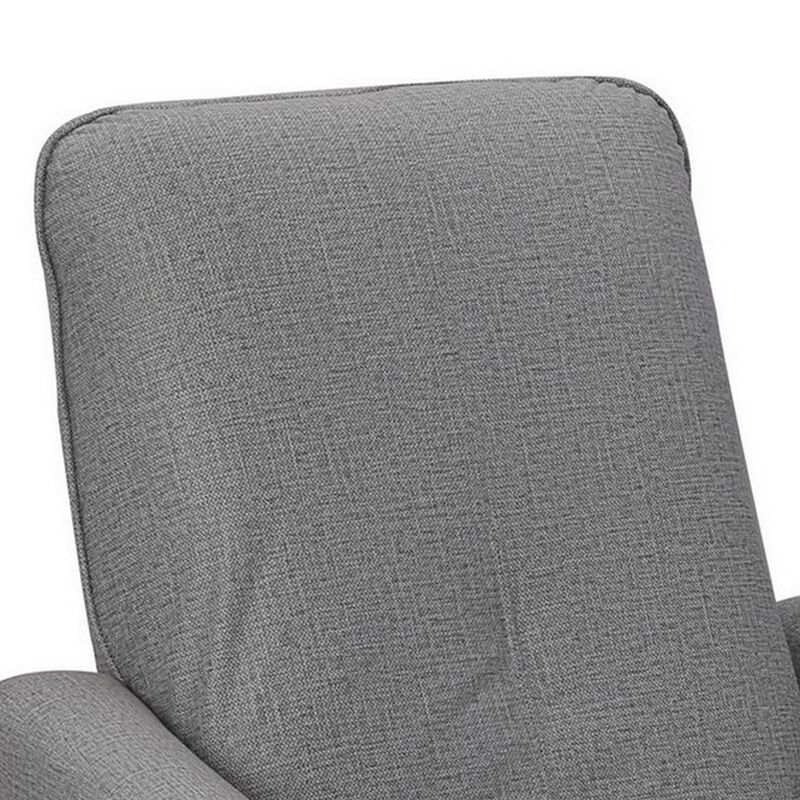 35 Inch Modern Power Recliner Chair, Touch Control Button, Gray Fabric-Benzara