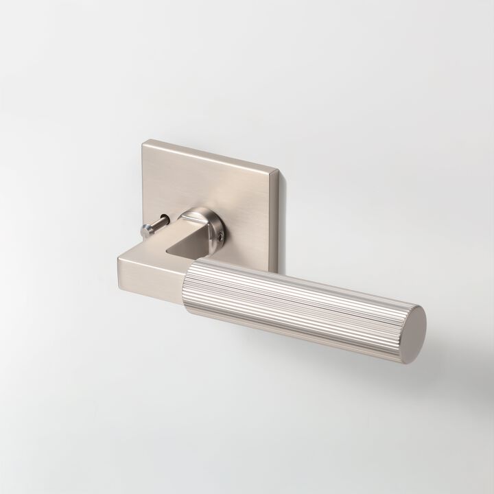 Mila Modern Linear Bed/Bath Interior Door Handle with Square Rosette and Concealed Screws (Privacy)