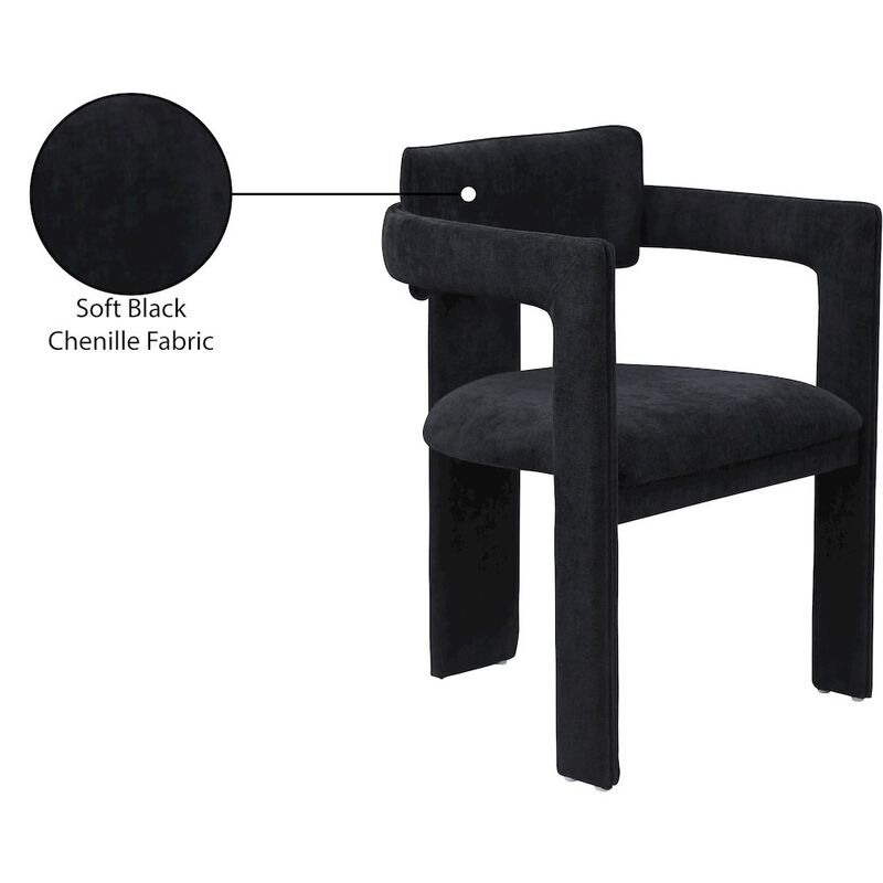 Meridian Furniture Brenda Black Chenille Fabric Dining Chair, Set of 2