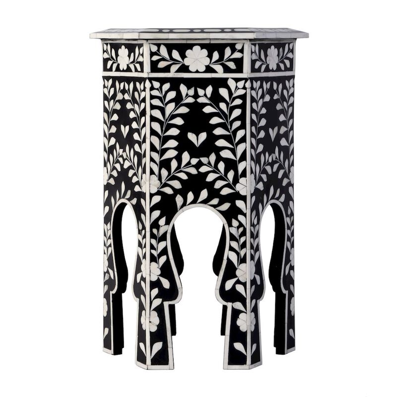 Butler Specialty Amaya 16 in. W Hexagon Bone Inlay Side Table, Black, White image number 4