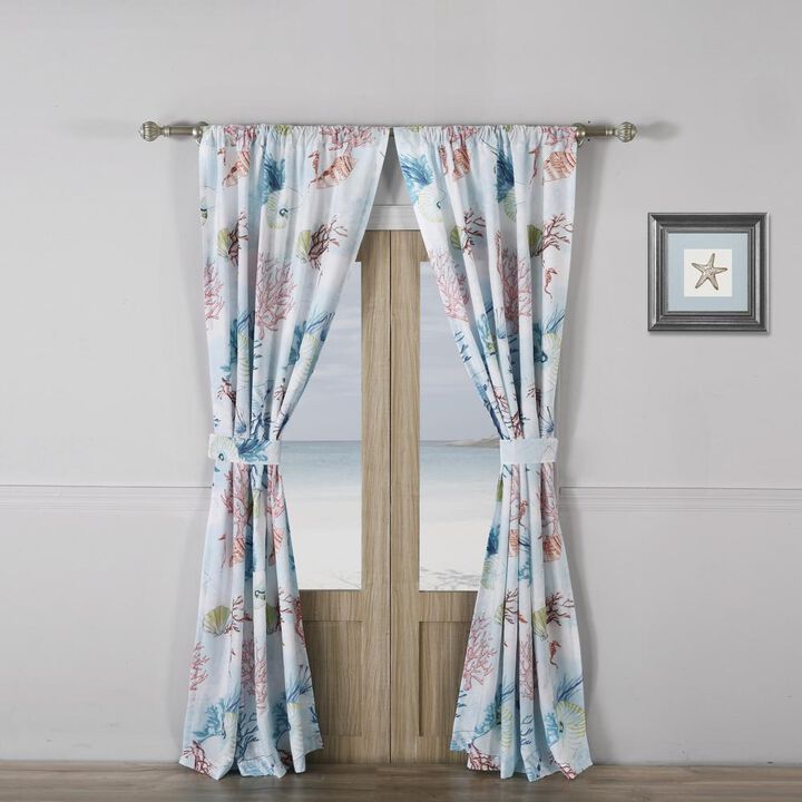 Barefoot Bungalow Sarasota Window Curtain Panel Pair With Tiebacks - 42x84", Multicolor