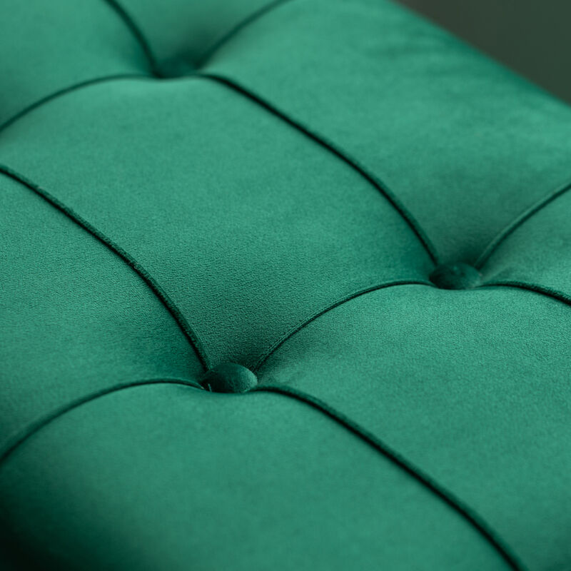 Rectangle Velvet Storage Ottoman Stool Box with Abstract Golden Legs | Decorative Sitting Bench for Living Room Home Decor with Unique Base Support (Green Large)