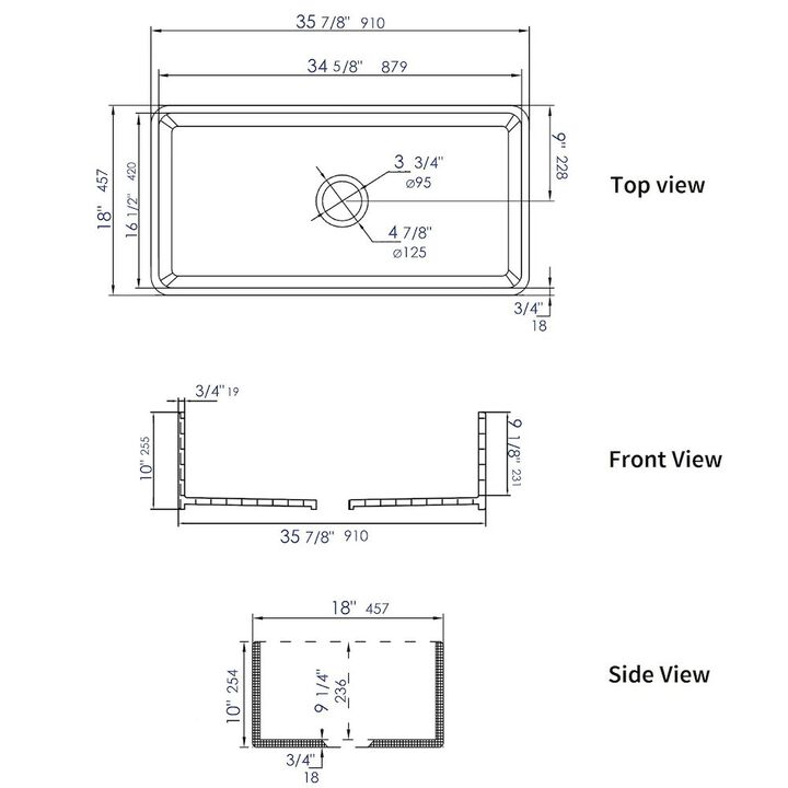 ALFI brand Black Matte Smooth Apron 36 x 18 Single Bowl Fireclay Farm Sink