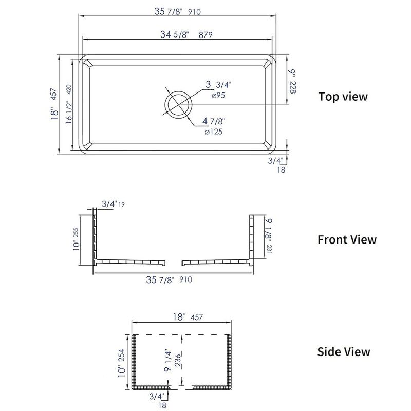 ALFI brand Black Matte Smooth Apron 36 x 18 Single Bowl Fireclay Farm Sink