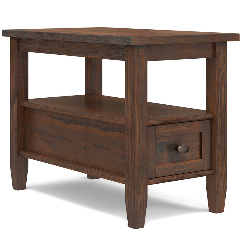 Warm Shaker SOLID WOOD 14 inch Wide Rectangle Transitional Narrow Side Table in Distressed Charcoal Brown image number 0