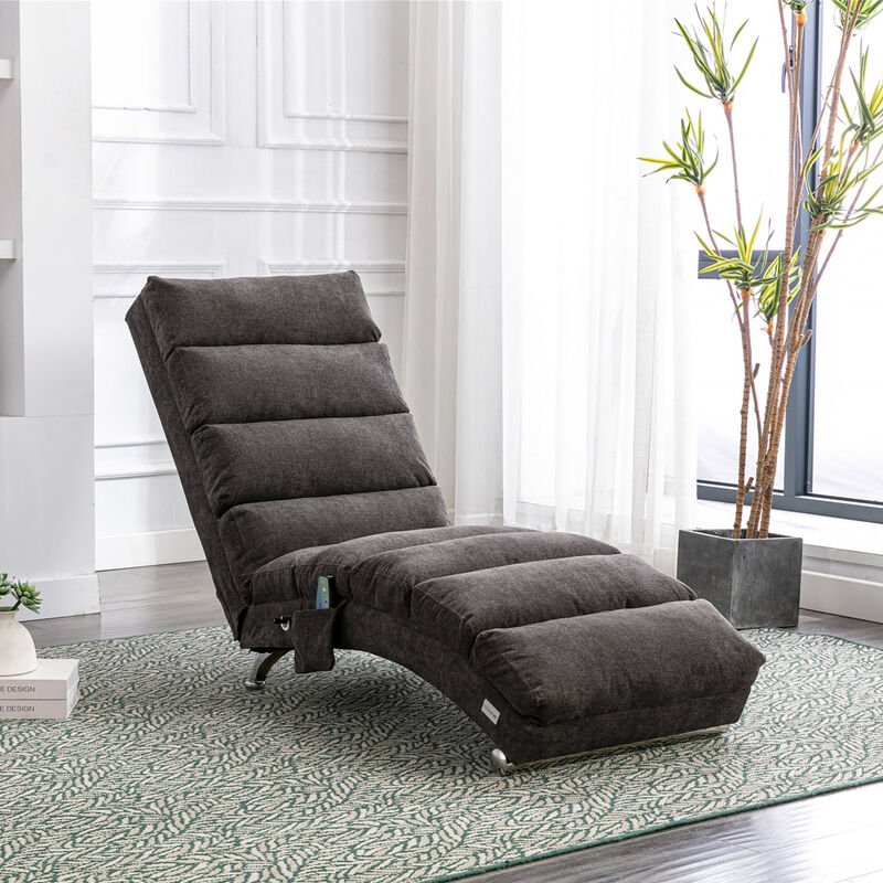 GOODSILO Modern Upholstered Chaise Lounge Chair with Vibration for Relaxation, Ergonomic Fixed Back Fabric Recliner Sofa for Living Room image number 3