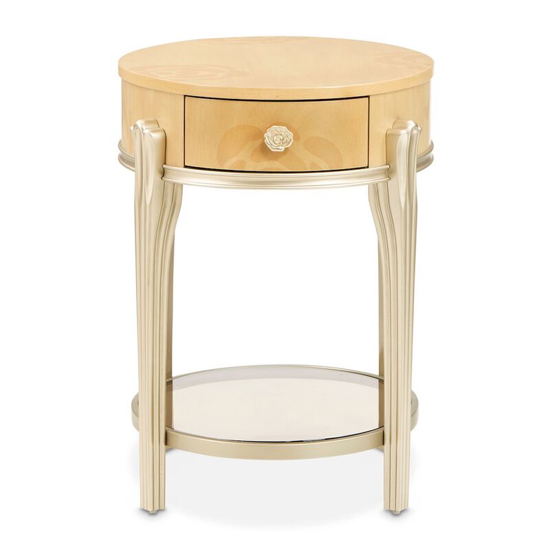 Michael Amini Camellia Field Oval End Table with Drawer - Caramel image number 7