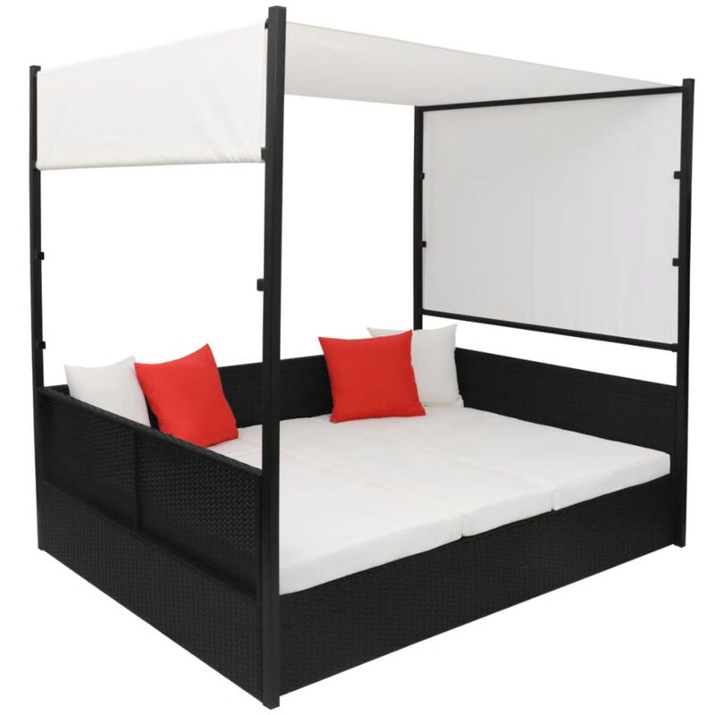 vidaXL Garden Bed with Canopy Black 74.8"x51.2" Poly Rattan