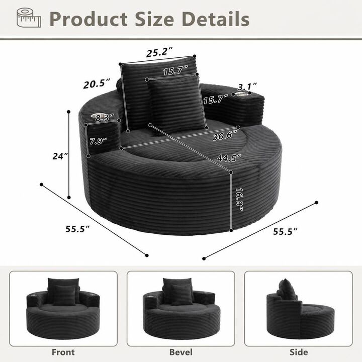 GOODSILO Round Multi-functional Memory Foam Sectional Cloud Sofa Bed Suitable for Small Living Spaces, Apartments and Home Offices