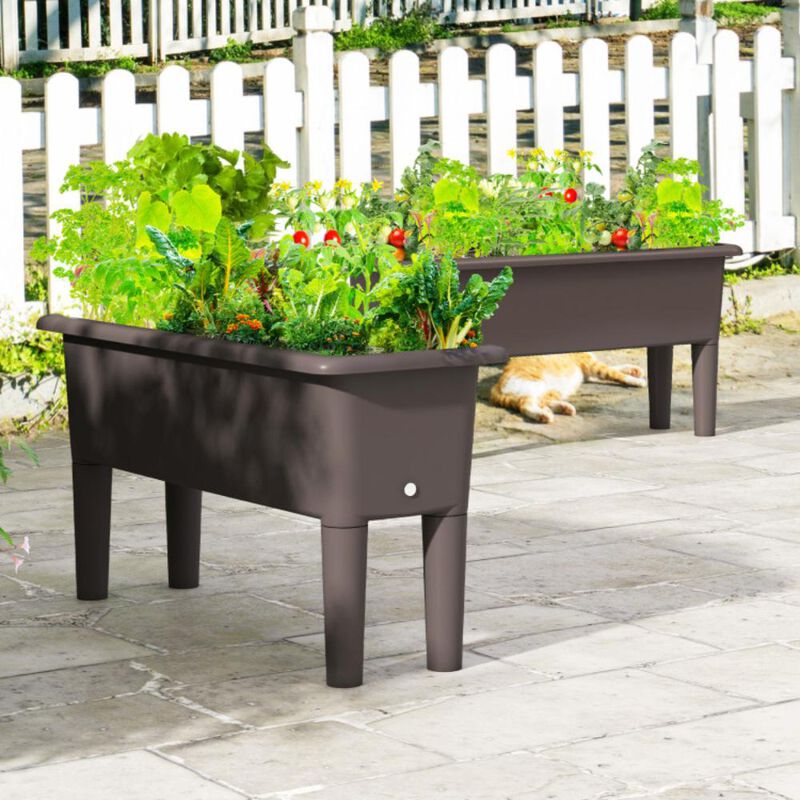 Hivvago 2 PCS Raised Garden Beds Self-Watering Planter Box with Detachable Legs and Drainage Hole
