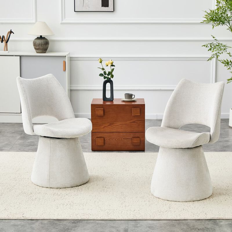 Set of 1 Swivel Dining Chair Velvet Upholstered Dining Chair with Hollow Open Back Modern Dining Chair with Metal Base and Memory Foam image number 4