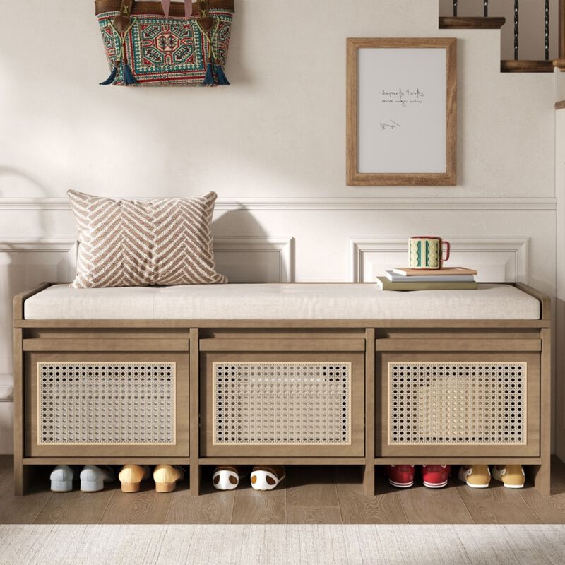 Seckbo Retro Button Tufted Upholstered Storage Bench image number 2