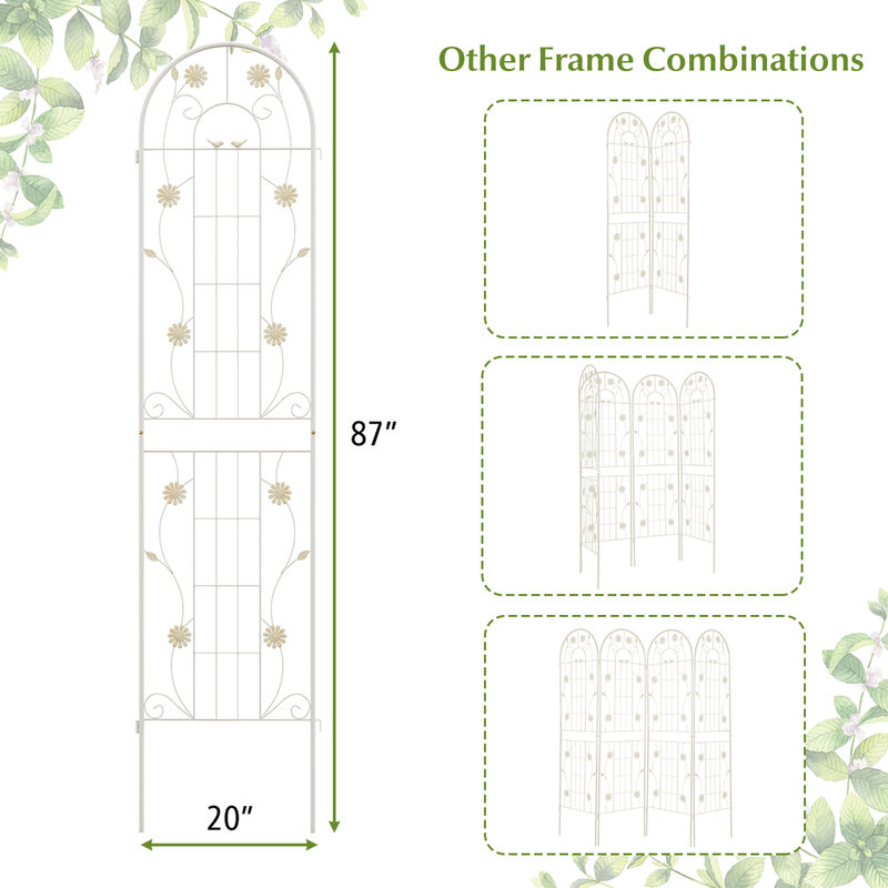 2 Pack 86.5 x 20 Inches Metal Garden Trellis for Climbing PlantsWhite