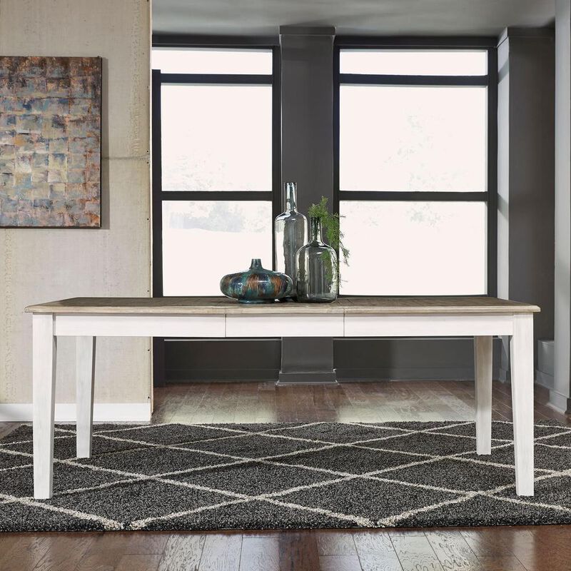 Liberty Furniture Summerville Rectangular Leg Table in Soft White Wash w/ Wirebrushed Gray Top image number 6