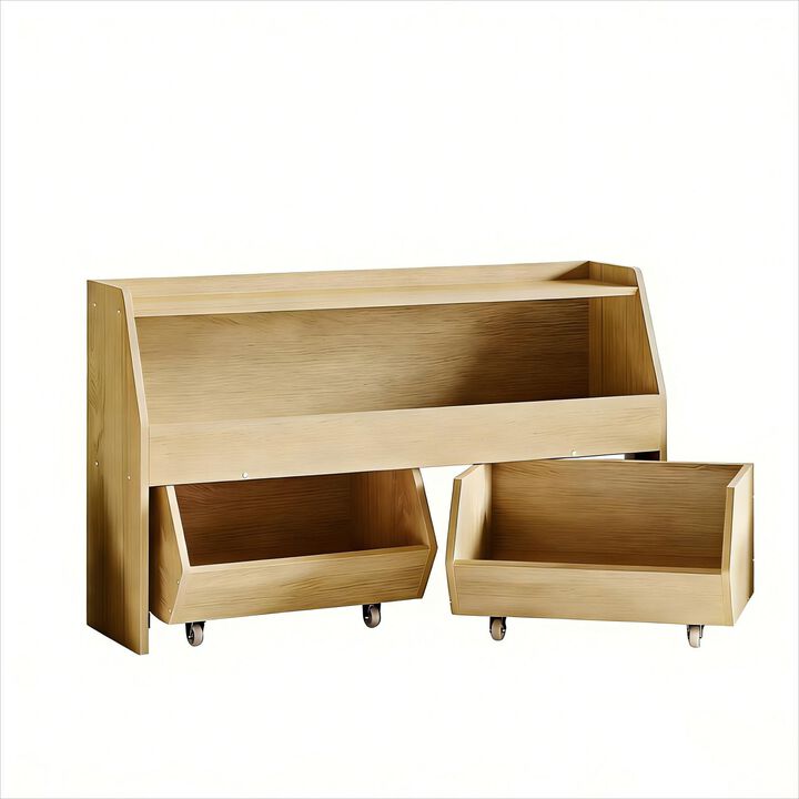 DIYSET Toy Storage Organizer for Kids, Toy Storage Cabinet with Drawers, Toy Shelf with Wheels, Toy Organizer Kids Bookshelf with Storage