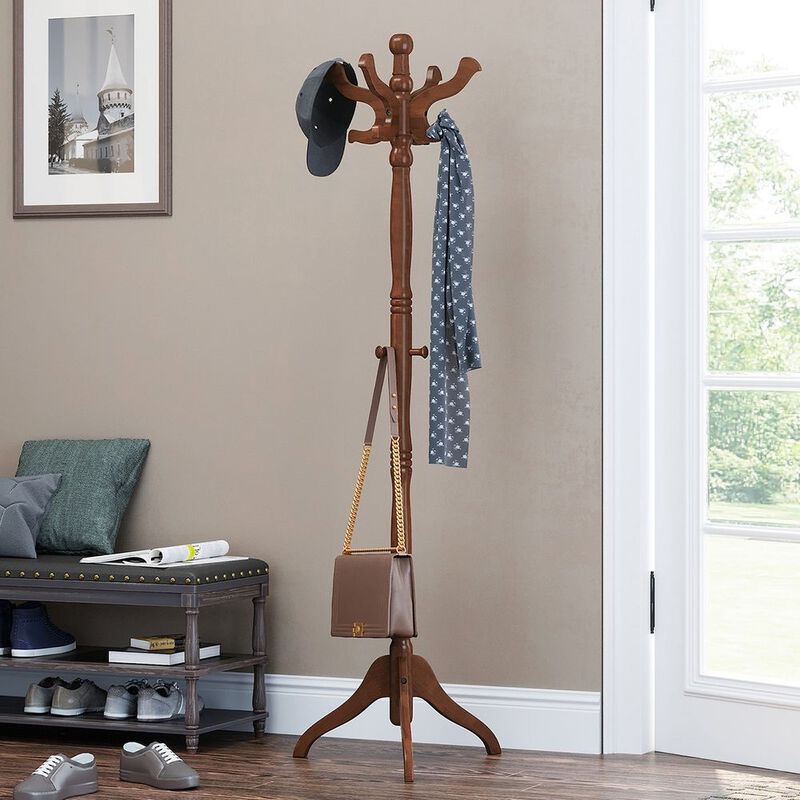 Solid Wood Coat Rack – Traditional Classic Design with Multiple Hooks for Jackets and Hats