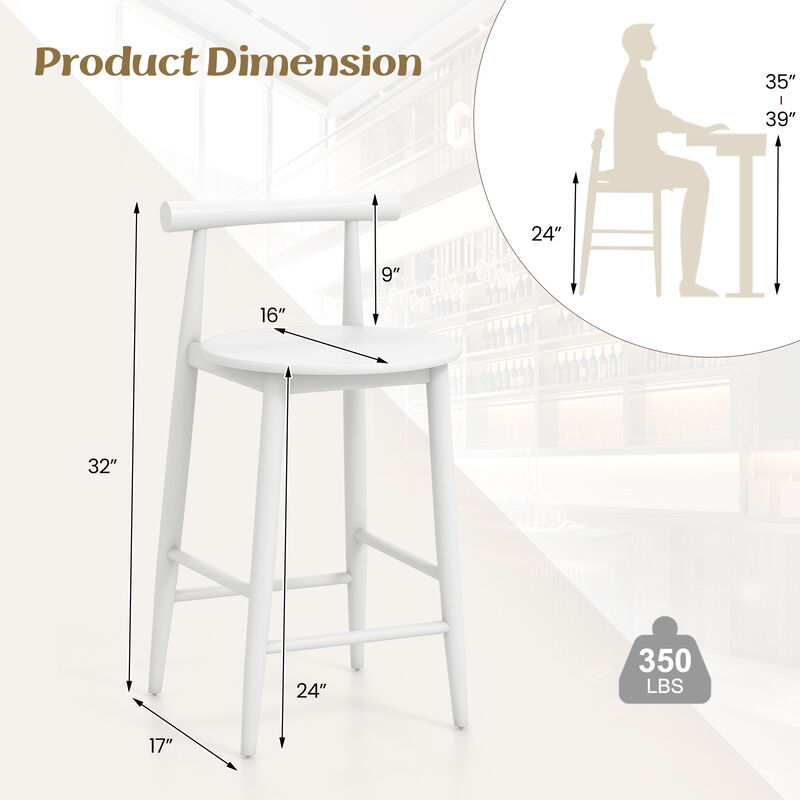 Hivvago Counter Height Bar Chair Set with Acacia Wood Frame and Supporting Legs image number 2