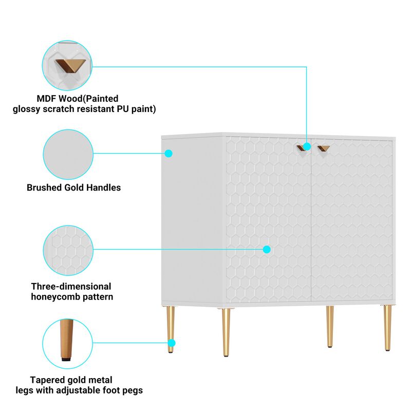 MONDAWE 32 in. H Modern Locker Accent Cabinet with 2-Door and Adjustable Shelves