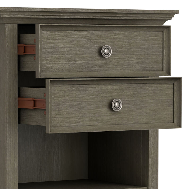 Amherst SOLID WOOD 24 inch Wide Traditional Bedside Nightstand Table in Farmhouse Grey