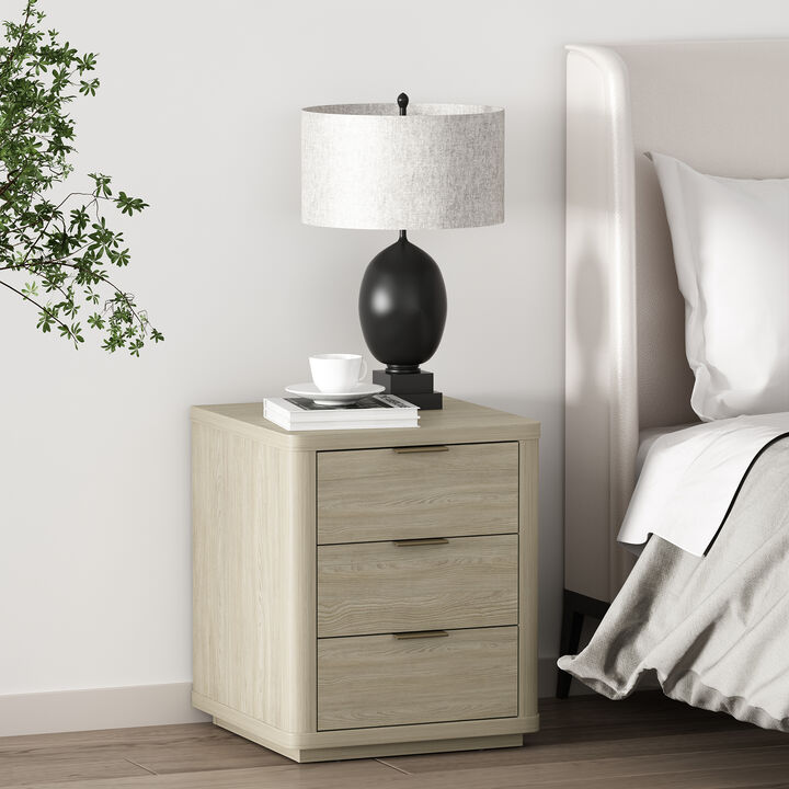 Evelyn Narrow 3-Drawer Nightstand in Gray