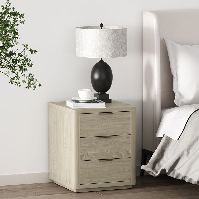 Evelyn Narrow 3-Drawer Nightstand in Gray