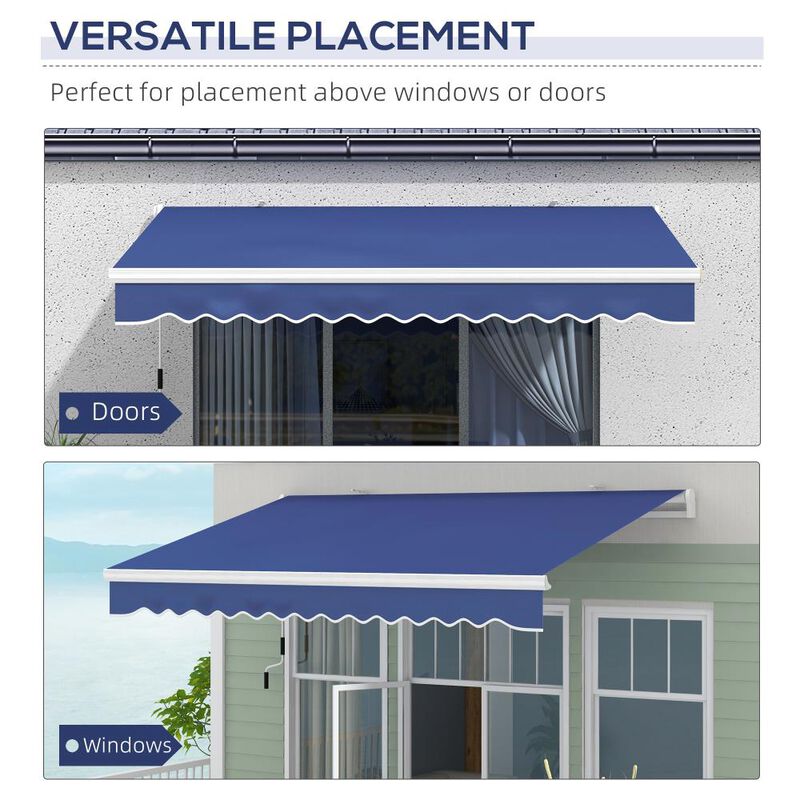 Hivvago Manual Retractable Patio Awning 13' x 8' with UV Protection image number 5