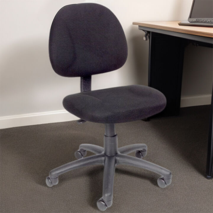 QuikFurn Black Office Chair with Padded Seat and Back with Lumbar Support