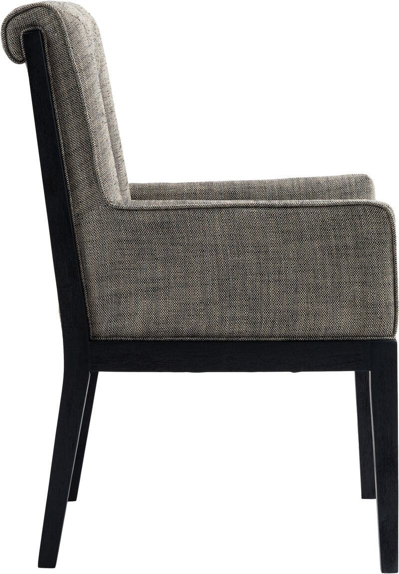 Meridian Furniture Gwendolyn Grey Linen Textured Fabric Dining Arm Chair